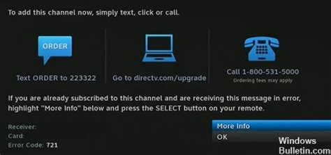 directv error code 721